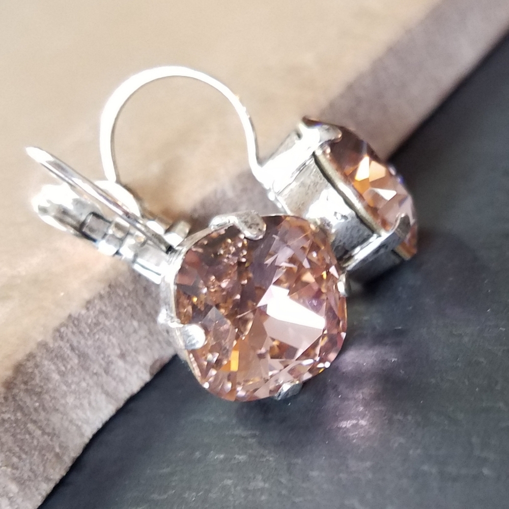 Austrian Crystal Earrings in Antique Silver - Picture 6 of 7